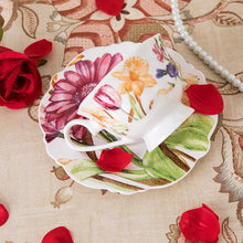 Load image into Gallery viewer, Fine Porcelain Eileen's Summer Time Teacup and Saucer, Set of 4