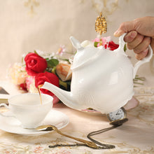 Load image into Gallery viewer, Eileen's Reserve Fine Porcelain White Teapot with Sculpture Surface, Light Weight, 34 Ounces