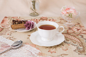 Fine Porcelain Ultra White Teacup and Saucer Set, Set of Four