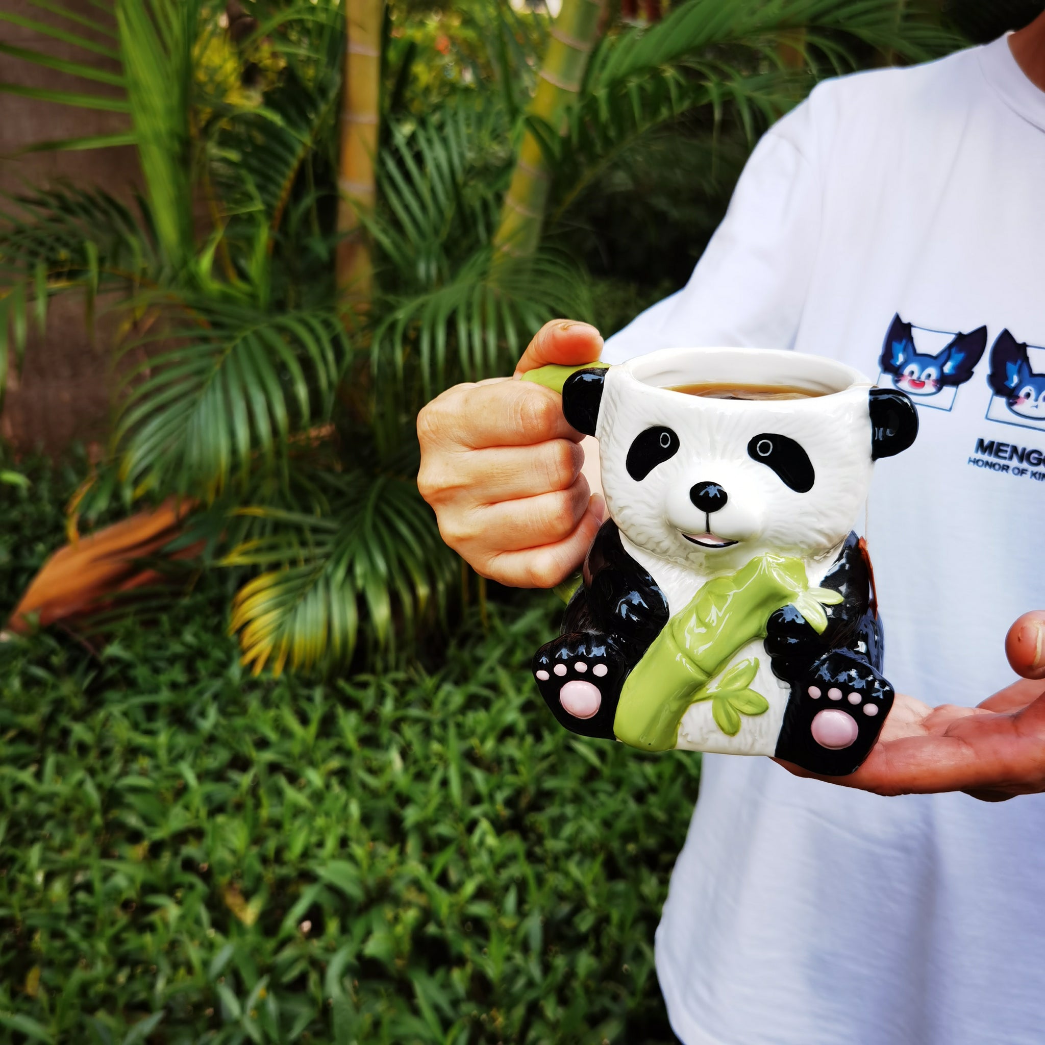 Hand-painted White Flower Panda Tea/Coffee Mug — tea