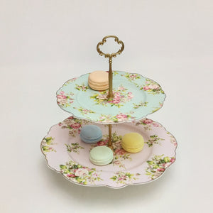 Pulchritudie Pink Azalea Porcelain Two-Tier Cake Stand Cake Plate