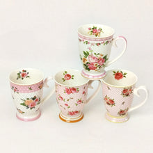 Load image into Gallery viewer, Pulchritudie Porcelain Coffee Mug, Tea Mugs Set, Pink Floral Collection, Set of Four