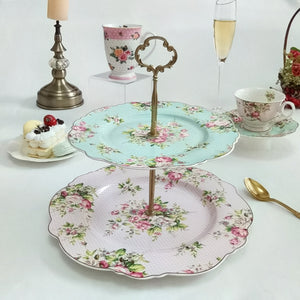 Pulchritudie Pink Azalea Porcelain Two-Tier Cake Stand Cake Plate