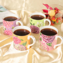 Load image into Gallery viewer, PULCHRITUDIE English Style Gold Rim Bone China Tea Mug Set, Set of Four