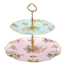 Load image into Gallery viewer, Pulchritudie Pink Azalea Porcelain Two-Tier Cake Stand Cake Plate