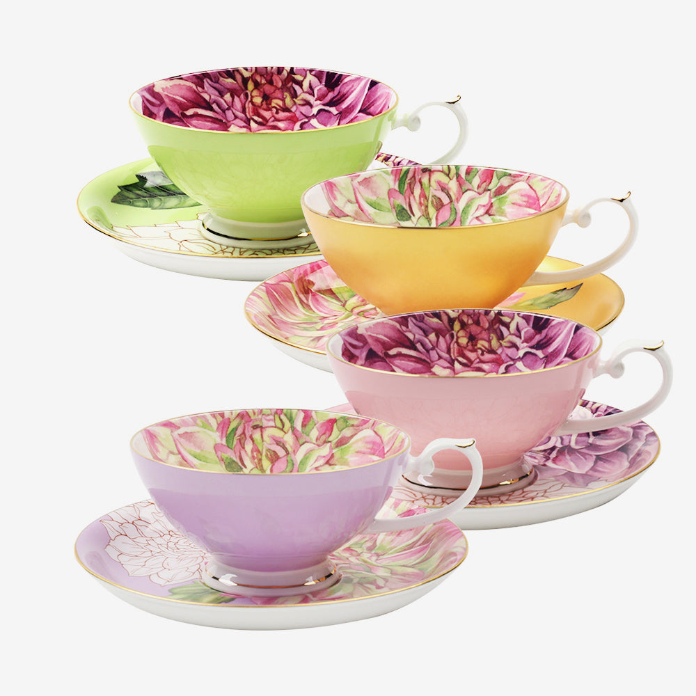 Pulchritudie Fine Bone China Teacup and Saucer Set, English
