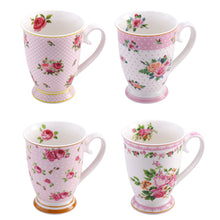 Load image into Gallery viewer, Pulchritudie Porcelain Coffee Mug, Tea Mugs Set, Pink Floral Collection, Set of Four