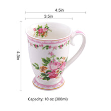 Load image into Gallery viewer, Pulchritudie Porcelain Coffee Mug, Tea Mugs Set, Pink Floral Collection, Set of Four