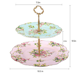 Pulchritudie Pink Azalea Porcelain Two-Tier Cake Stand Cake Plate