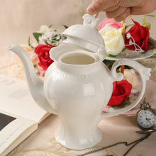 Load image into Gallery viewer, Fine Porcelain Ultra White English Teapot, Coffee Pot, Victoria Style, Light Weight, 34 Oz