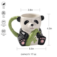 Load image into Gallery viewer, Panda 17oz Ceramic Coffee Tea Mug, Hand Painted