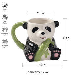 Panda 17oz Ceramic Coffee Tea Mug, Hand Painted