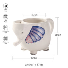 Load image into Gallery viewer, Elephant 17oz Ceramic Coffee Tea Mug, Hand Painted