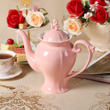 Load image into Gallery viewer, Fine Porcelain Pink English Teapot, Coffee Pot, Victoria Style, Light Weight, 34 Oz