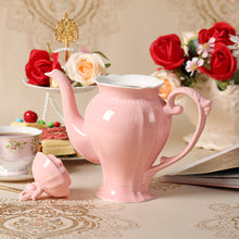 Load image into Gallery viewer, Fine Porcelain Pink English Teapot, Coffee Pot, Victoria Style, Light Weight, 34 Oz