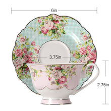 Load image into Gallery viewer, Pulchritudie Fine China 4-Piece Tea Cup and Saucer Set, Pink Azalea, Set of Two