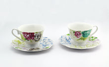 Load image into Gallery viewer, PULCHRITUDIE English Teacup and Saucer Set, Color Peony, Set of 2